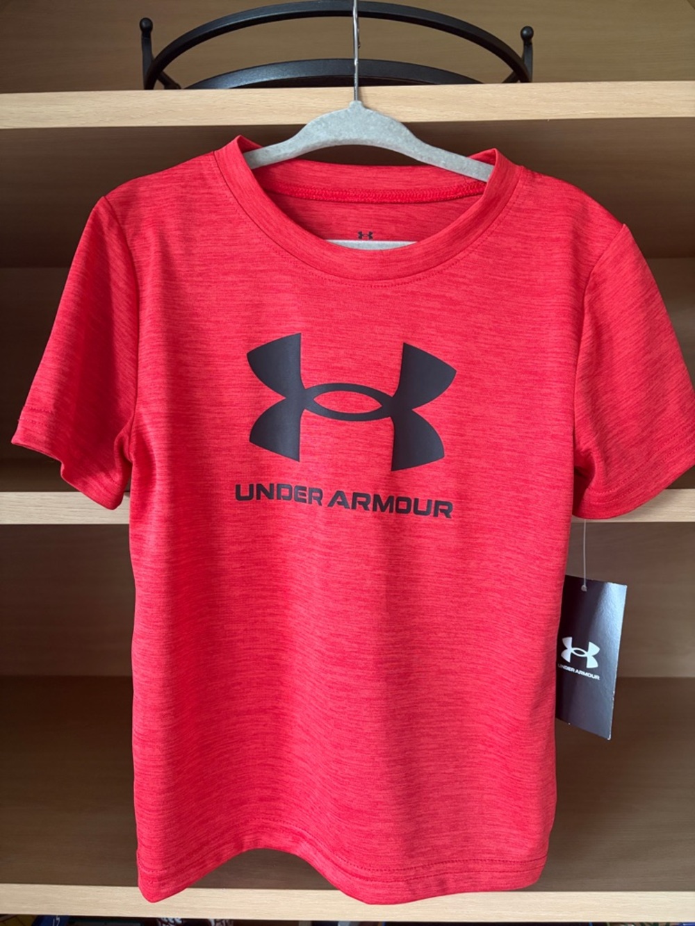✨$12✨NWT•Under Armour Boys’ Tech Logo Short Sleeve Shirt | Red | Size 4